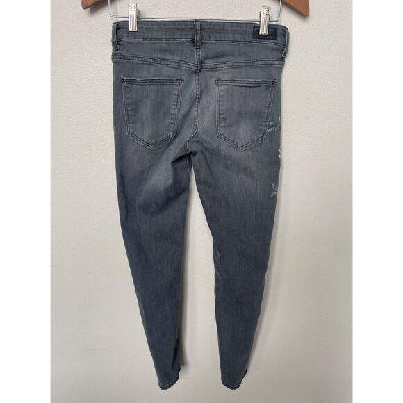 Zara Basic Z1975 Mid-Rise Floral Skinny Jeans Denim Washed Grey Women’s Size 24 - Picture 2 of 5